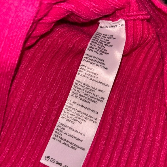 Good American Fuchsia Pink Ribbed Sweater Balloon Sleeve Size 3 NWT Cozy Boho - Picture 7 of 7